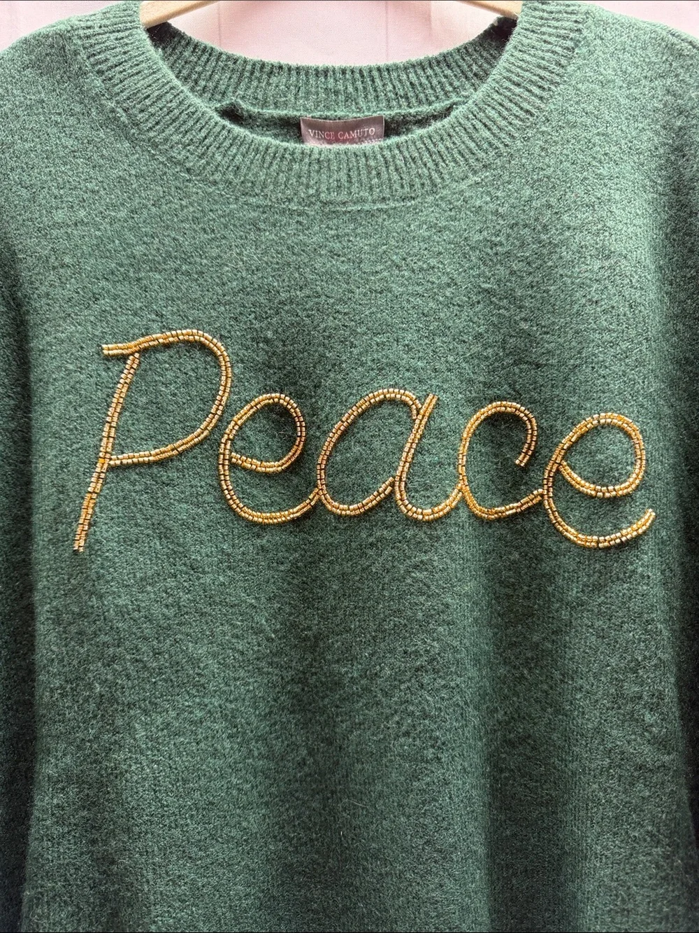 Vince Camuto NWT Green Peace Holiday Christmas Cozy Soft Crewneck Sweater XL